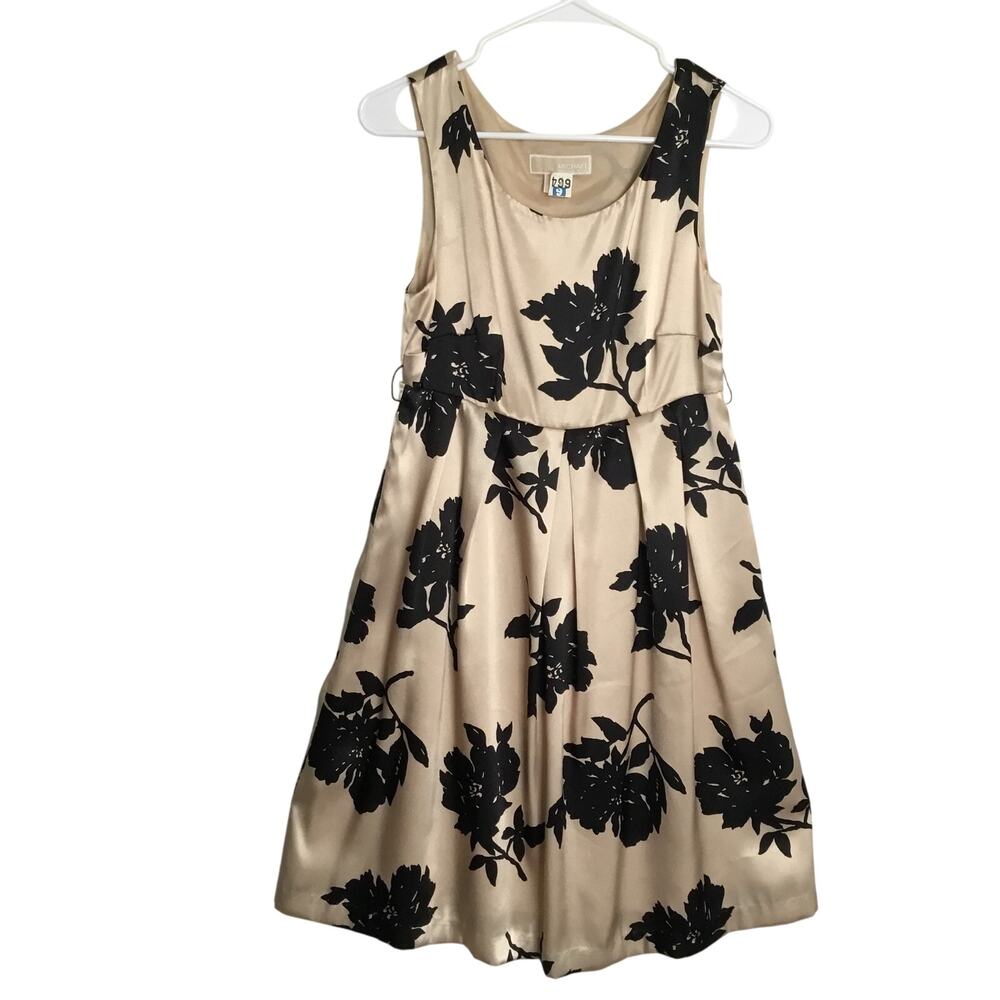 Michael Kors Satin Party/Cocktail Gold Black Dress Sz 6